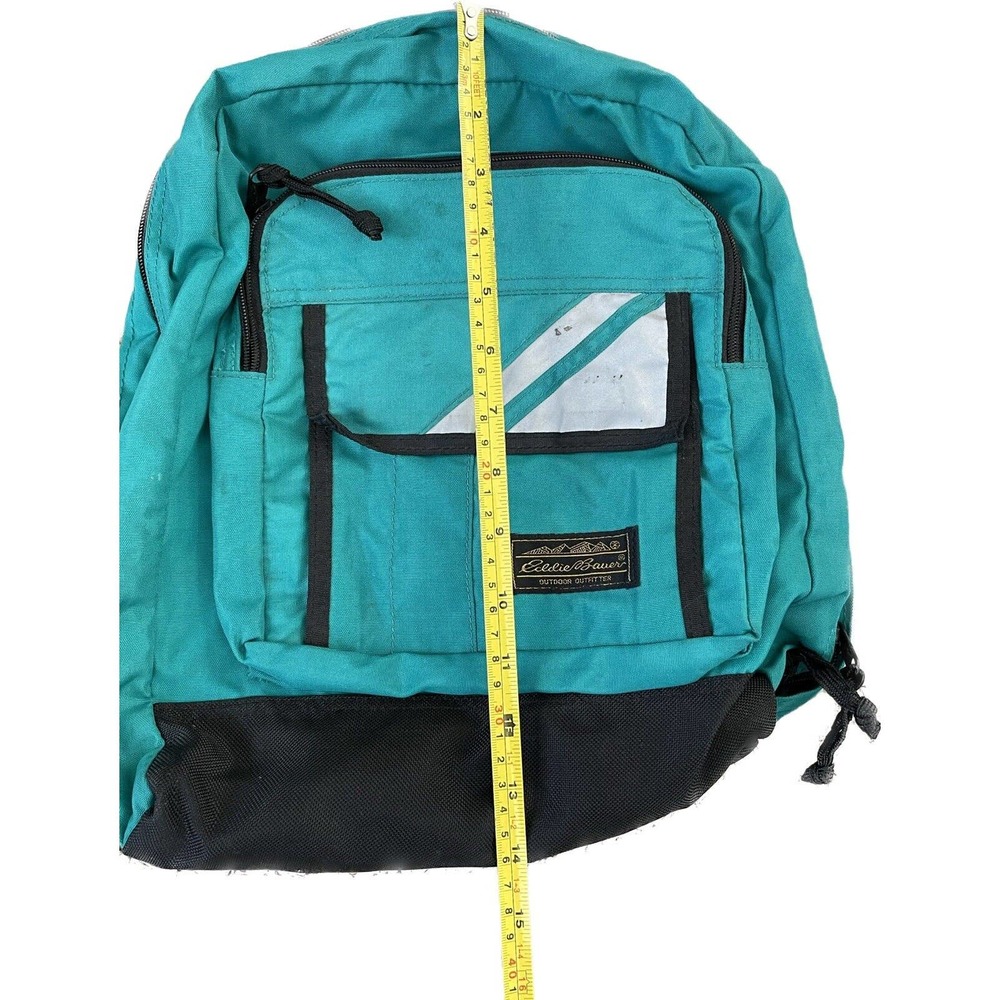 Vintage Eddie Bauer Backpack Teal Nylon Small Pack Bag 2 Pocket USA Made - Picture 6 of 7